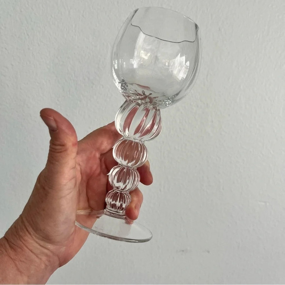Krosno Poland Optic Crystal Wine Goblets Set of Six - Picture 6 of 8